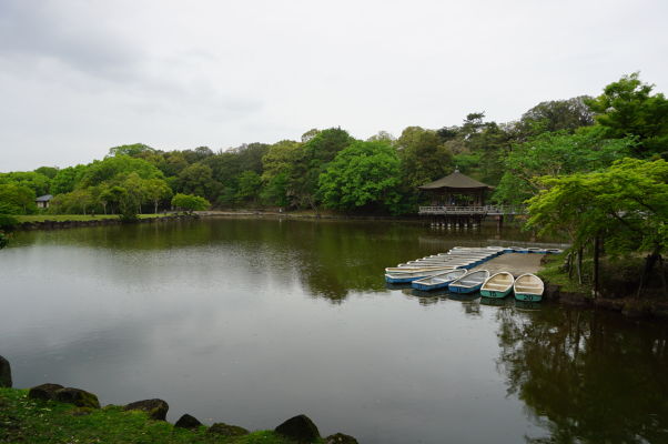 Jazierko Wašiči s plávajúcim Pavilónom v parku Nara