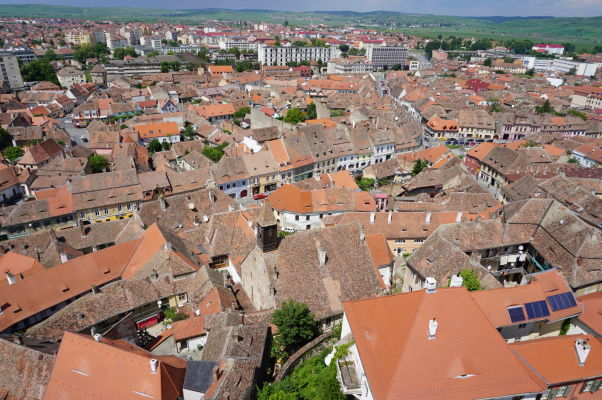 Výhľad na Sibiu z veže Evanjelickej katedrály sv. Márie