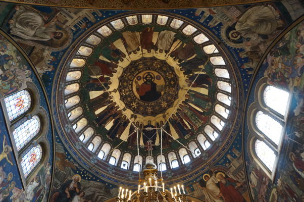 Ortodoxná katedrála sv. Trojice v Sibiu - strop hlavnej kupole s Kristom Pantokratorom