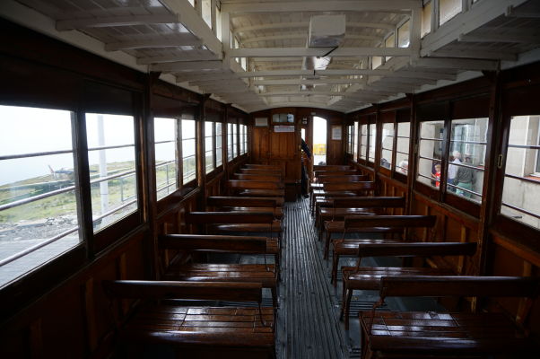 Vagón elektrickej horskej železnice Snaefell Mountain Railway na ostrove Man