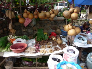 Trhy v mestečku v oblasti Mae Salong