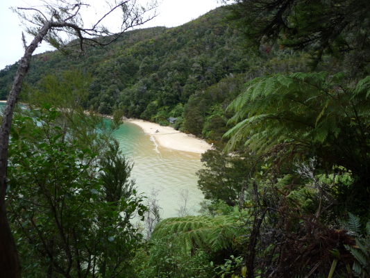 Abel Tasman NP - Na ceste po pobreží sa miestami otvárajú krásne výhľady na more