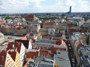 Pohľad na Vroclav z veže Chrámu sv. Alžbety