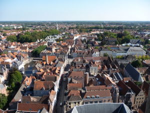 Pohľad na Bruggy zo zvonice Belfort