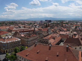Pohľad na Sibiu z veže Luteránskej Katedrály sv. Márie